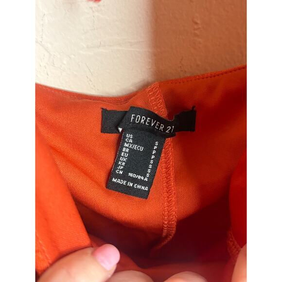Forever 21 Orange V-Neck Bodycon Halter Midi Dress Size Small 00-2 - Picture 5 of 5